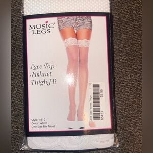 White fishnet thigh highs